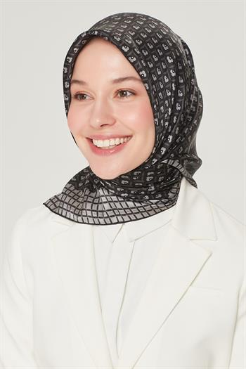 Armine Sport Twill Eşarp - 8557-03 Siyah Gri