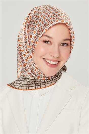 Armine Sport Twill Eşarp - 8557-36 Bej Turuncu