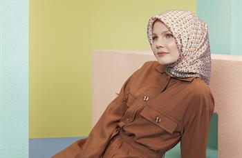 Armine Sport Twill Eşarp - 8557-36 Bej Turuncu