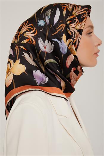 Armine Sport Twill Eşarp - 8825-34 Siyah Kiremit