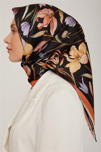 Armine Sport Twill Eşarp - 8825-34 Siyah Kiremit