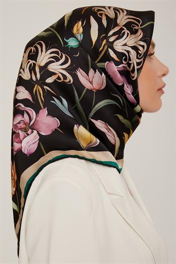 Armine Sport Twill Eşarp - 8825-38 Siyah Zümrüt