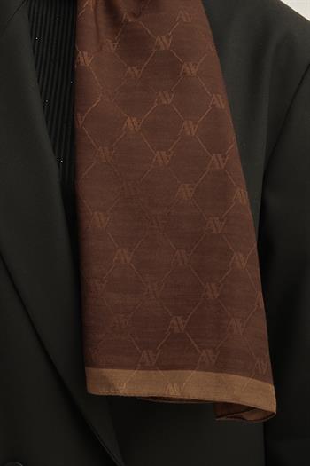 Armine Trend Monogram Şal - 2 - Acı Kahve 151