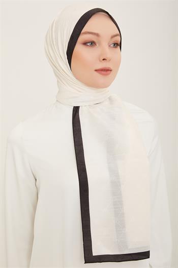 Armine Trend Monogram Şal - 2 - Krem Siyah 159