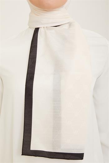 Armine Trend Monogram Şal - 2 - Krem Siyah 159
