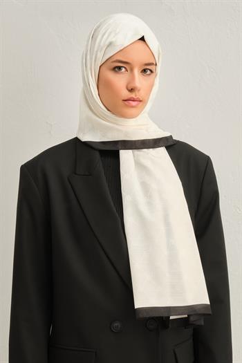Armine Trend Monogram Şal - 2 - Krem Siyah 159