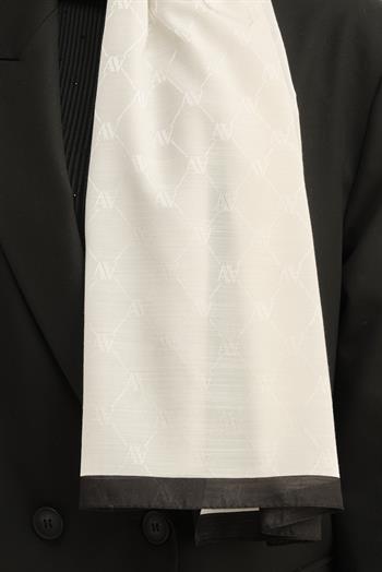 Armine Trend Monogram Şal - 2 - Krem Siyah 159