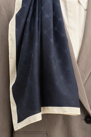 Armine Trend Monogram Şal - 2 - Lacivert Krem 160