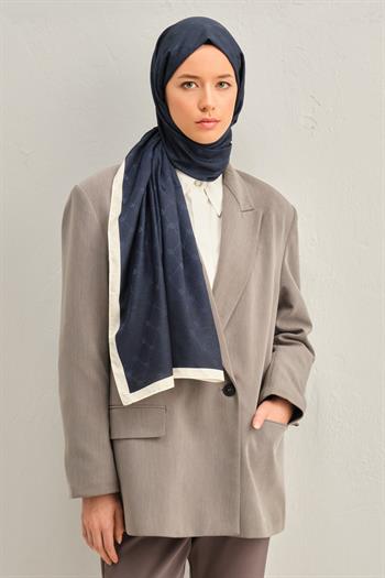 Armine Trend Monogram Şal - 2 - Lacivert Krem 160