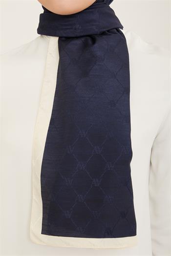 Armine Trend Monogram Şal - 2 - Lacivert Krem 160