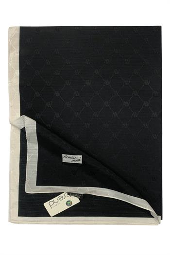 Armine Trend Monogram Şal - 2 - Siyah Ekru 158