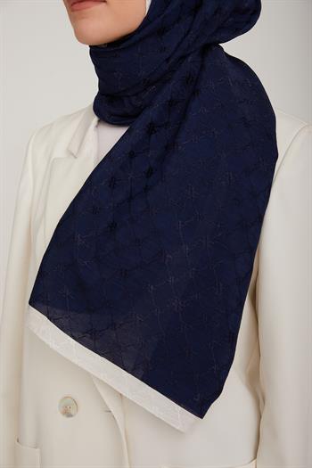 Armine Trend Violet Şal - 1 - Lacivert Beyaz 62
