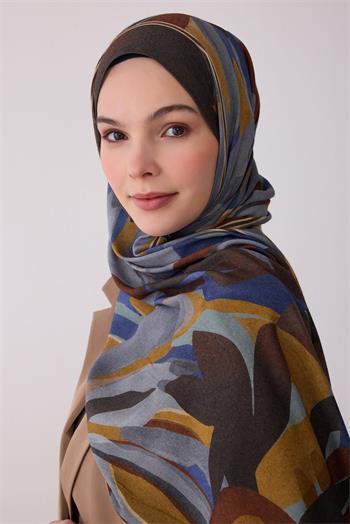 Belli Fresh Viona Şal - 3273-27 Gri Hardal Mavi