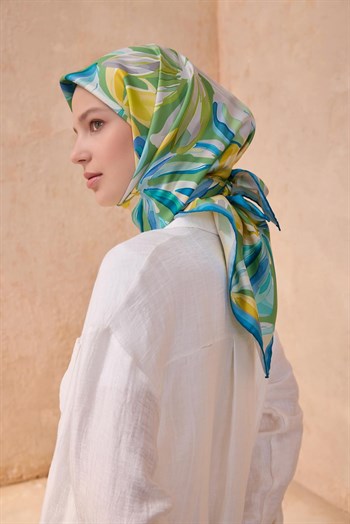 Belli İpek Eşarp - 4107-82 Sarı Yeşil