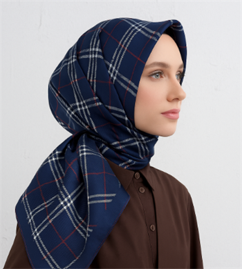 Belli İpek Eşarp - 4122-52 Lacivert Twill