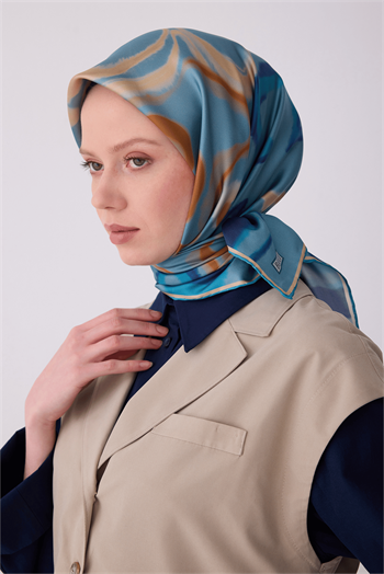 Belli İpek Eşarp - 4301-81 Turkuaz Twill