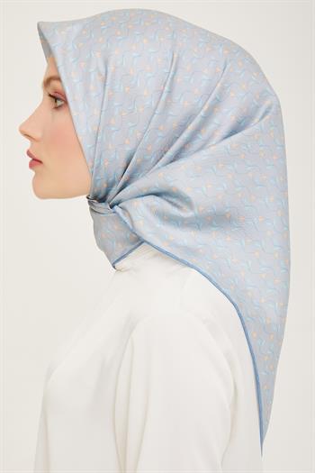 Belli Twill İpek Eşarp - 4001-01 Mavi