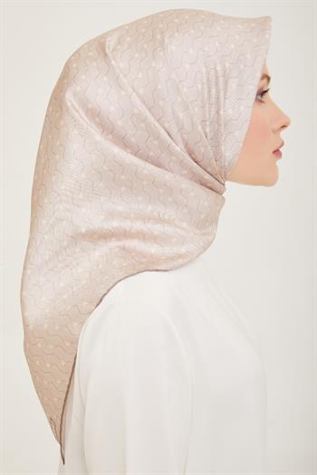 Belli Twill İpek Eşarp - 4001-03 Açık Taş