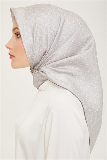 Belli Twill İpek Eşarp - 4001-04 Gümüş