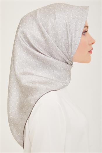 Belli Twill İpek Eşarp - 4001-04 Gümüş
