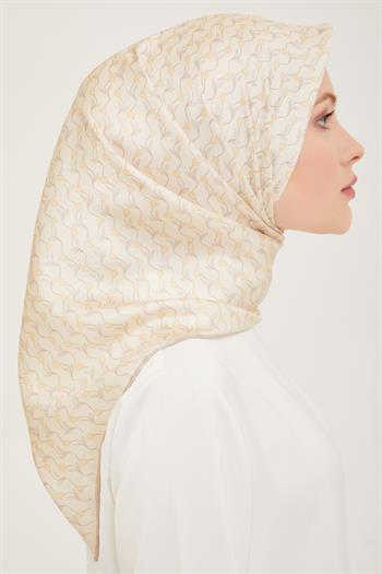 Belli Twill İpek Eşarp - 4001-31 Bej