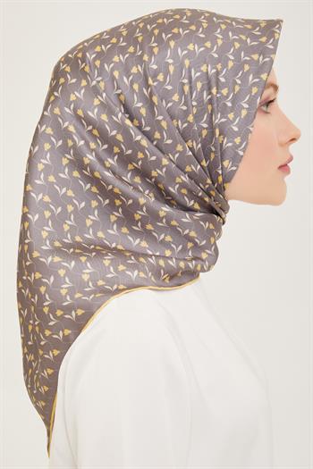 Belli Twill İpek Eşarp - 4001-53 Füme Sarı