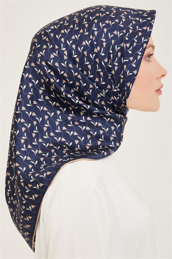 Belli Twill İpek Eşarp - 4001-80 Lacivert Vizon