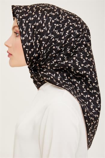 Belli Twill İpek Eşarp - 4001-81 Siyah Vizon