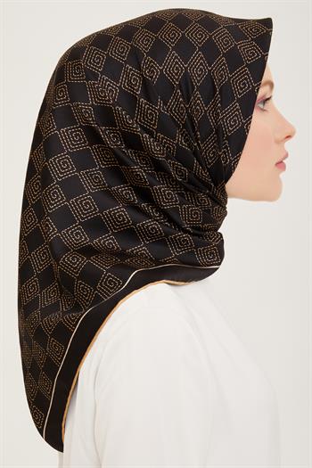 Belli Twill İpek Eşarp - 4003-01 Siyah Vizon