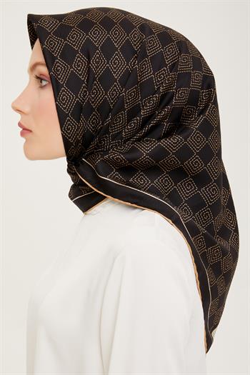 Belli Twill İpek Eşarp - 4003-01 Siyah Vizon