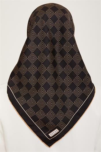 Belli Twill İpek Eşarp - 4003-01 Siyah Vizon