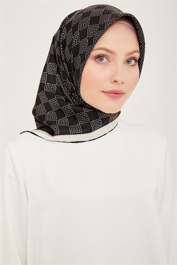 Belli Twill İpek Eşarp - 4003-82 Siyah