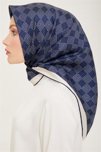 Belli Twill İpek Eşarp - 4003-84 Lacivert