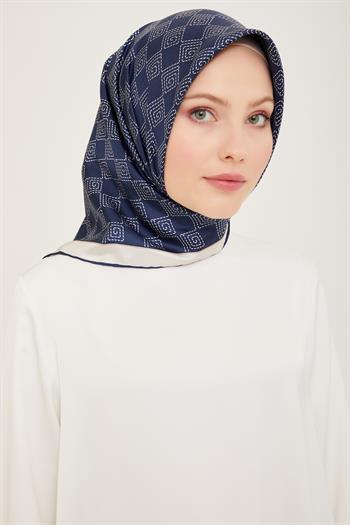 Belli Twill İpek Eşarp - 4003-84 Lacivert