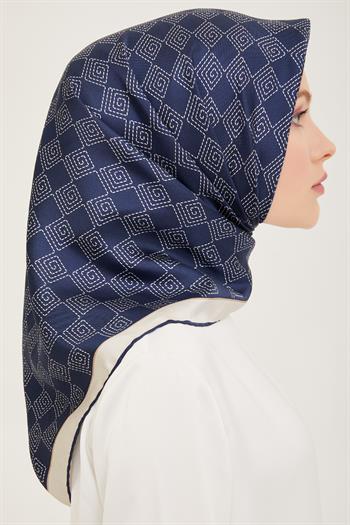 Belli Twill İpek Eşarp - 4003-84 Lacivert