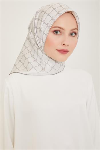 Belli Twill İpek Eşarp - 4006-04 Açık Gümüş