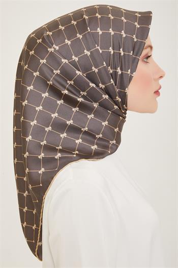 Belli Twill İpek Eşarp - 4006-07 Füme