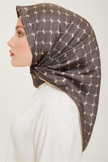 Belli Twill İpek Eşarp - 4006-07 Füme