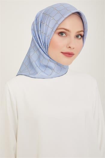 Belli Twill İpek Eşarp - 4006-32 Mavi