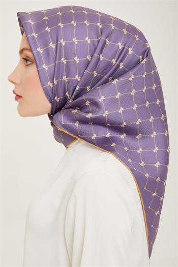 Belli Twill İpek Eşarp - 4006-53 Lila