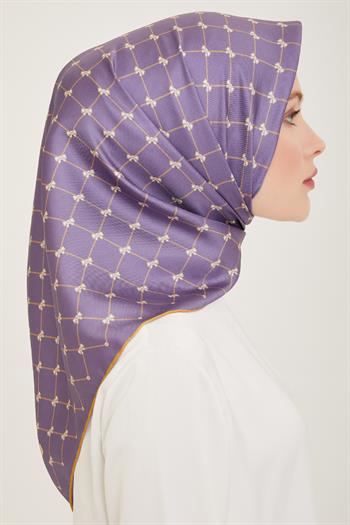 Belli Twill İpek Eşarp - 4006-53 Lila