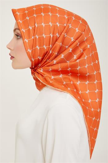 Belli Twill İpek Eşarp - 4006-54 Turuncu