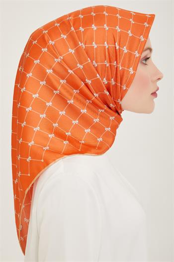 Belli Twill İpek Eşarp - 4006-54 Turuncu
