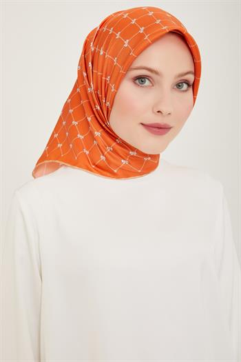 Belli Twill İpek Eşarp - 4006-54 Turuncu