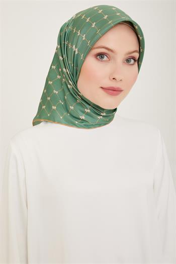 Belli Twill İpek Eşarp - 4006-55 Yeşil