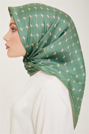 Belli Twill İpek Eşarp - 4006-55 Yeşil