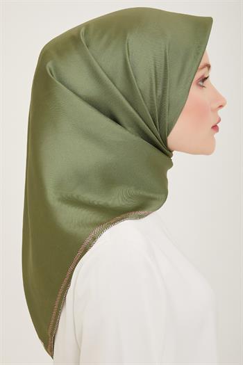 Belli Twill İpek Eşarp - 4009-03 Yeşil