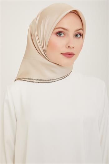 Belli Twill İpek Eşarp - 4009-08 Bej
