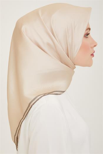 Belli Twill İpek Eşarp - 4009-08 Bej