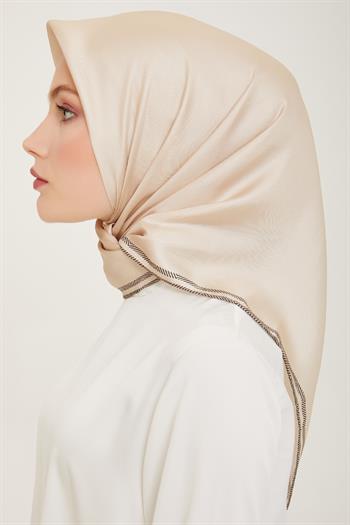 Belli Twill İpek Eşarp - 4009-08 Bej